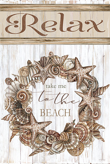 Cindy Jacobs CIN2166 - CIN2166 - Relax Shell Wreath - 12x18 Relax, Beach, Coastal, Sepia, Leisure, Shells, Wreath from Penny Lane