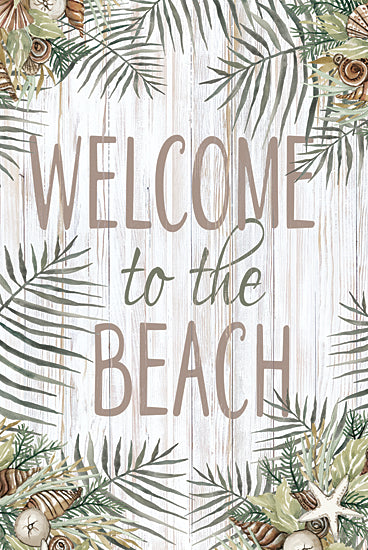 Cindy Jacobs CIN2171 - CIN2171 - Welcome to the Beach - 12x18 Welcome to the Beach, Coastal, Tropical, Palm Leaves, Shells from Penny Lane