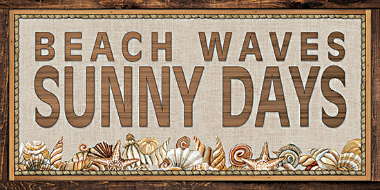 Cindy Jacobs CIN2189 - CIN2189 - Beach Waves Sunny Days  - 18x9 Coastal, Shells, Beach, Still Life, Sepia, Signs from Penny Lane