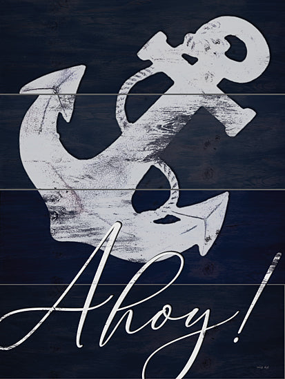 Cindy Jacobs CIN2195 - CIN2195 - Anchor Ahoy    - 12x16 Anchor, Ahoy, Coastal, Nautical, Blue & White from Penny Lane