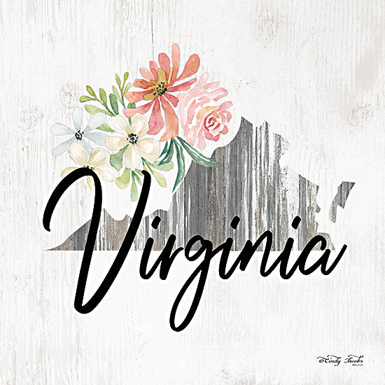 Cindy Jacobs CIN2214 - CIN2214 - Floral Virginia State Art - 12x12 Travel, State, Virginia, Typography, Signs, Textual Art, Flowers, 50 States, Wood Background from Penny Lane