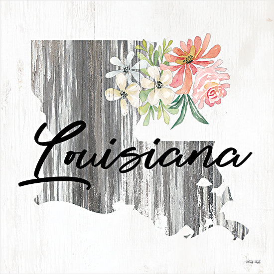 Cindy Jacobs CIN2234 - CIN2234 - Floral Louisiana State Art - 12x12 Travel, State, Louisiana, Typography, Signs, Textual Art, Flowers, 50 States, Wood Background from Penny Lane