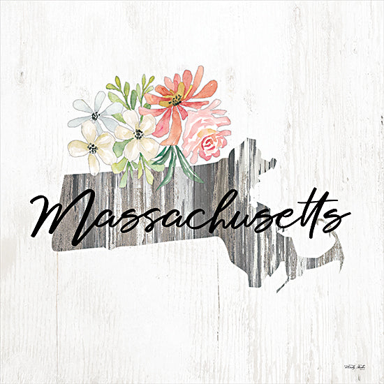 Cindy Jacobs CIN2236 - CIN2236 - Floral Massachusetts State Art - 12x12 Travel, State, Massachusetts, Typography, Signs, Textual Art, Flowers, 50 States, Wood Background from Penny Lane