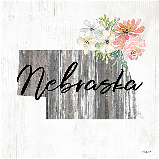 Cindy Jacobs CIN2240 - CIN2240 - Floral Nebraska State Art - 12x12 Travel, State, Nebraska, Typography, Signs, Textual Art, Flowers, 50 States, Wood Background from Penny Lane