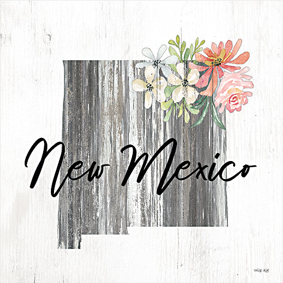 Cindy Jacobs CIN2243 - CIN2243 - Floral New Mexico State Art - 12x12 Travel, State, New Mexico, Typography, Signs, Textual Art, Flowers, 50 States, Wood Background from Penny Lane