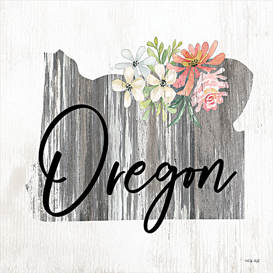 Cindy Jacobs CIN2247 - CIN2247 - Floral Oregon State Art - 12x12 Travel, State, Oregon, Typography, Signs, Textual Art, Flowers, 50 States, Wood Background from Penny Lane