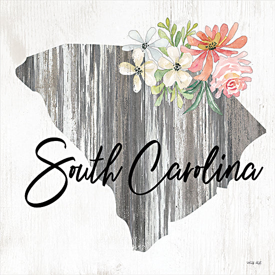 Cindy Jacobs CIN2249 - CIN2249 - Floral South Carolina State Art - 12x12 Travel, State, South Carolina, Typography, Signs, Textual Art, Flowers, 50 States, Wood Background from Penny Lane