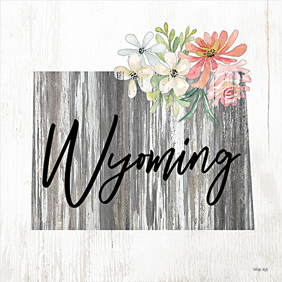 Cindy Jacobs CIN2255 - CIN2255 - Floral Wyoming State Art - 12x12 Travel, State, Wyoming, Typography, Signs, Textual Art, Flowers, 50 States, Wood Background from Penny Lane