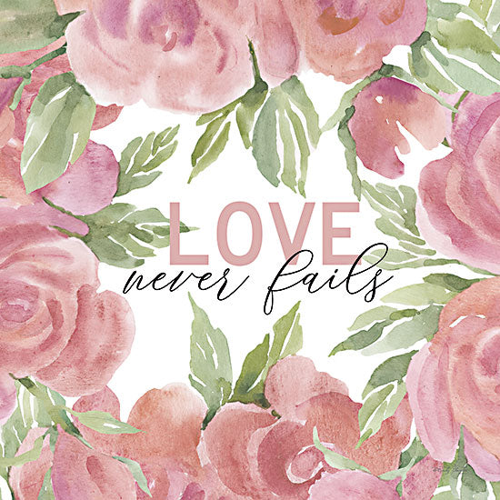 Cindy Jacobs CIN2310 - CIN2310 - Love Never Fails - 12x12 Love Never Fails, Flowers, Pink Flowers, Signs from Penny Lane