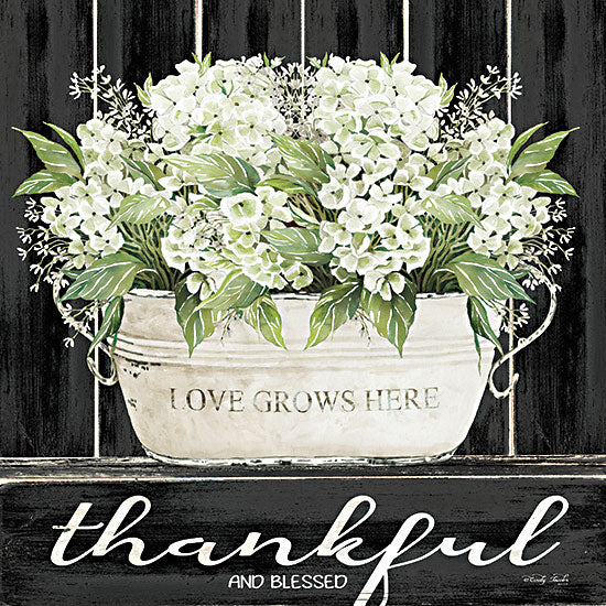 Cindy Jacobs CIN2351 - CIN2351 - Thankful & Blessed - 12x12 Thankful, White Flowers, Hydrangeas, Chalkboard from Penny Lane