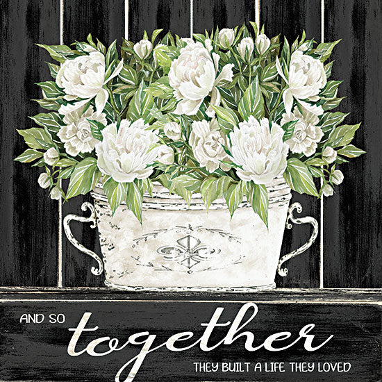 Cindy Jacobs CIN2362 - CIN2362 - And So Together     - 12x12 Flowers, White Flowers, Galvanized Pail, Chalkboard from Penny Lane