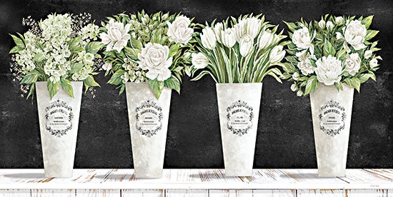 Cindy Jacobs CIN2369 - CIN2369 - White Flowers Still Life II    - 18x9 Flowers, White Flowers, Still Life, Roses, Tulips, Bouquets, Chalkboard from Penny Lane