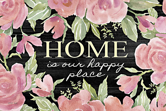 Cindy Jacobs CIN2401 - CIN2401 - Home is Our Happy Place - 18x12 Home is Our Happy Place, Home, Flowers, Pink Flowers, Roses, Signs from Penny Lane