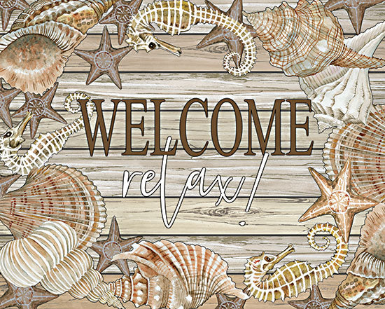 Cindy Jacobs CIN2407 - CIN2407 - Beach Welcome and Relax - 18x12 Welcome, Relax, Coastal, Shells, Starfish, Seahorses, Signs from Penny Lane
