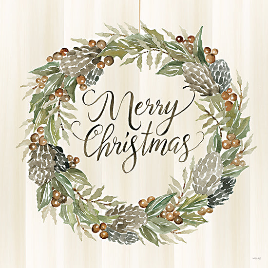 Cindy Jacobs CIN2433 - CIN2433 - Sage Merry Christmas Wreath - 12x12 Merry Christmas, Wreath, Christmas, Holidays, Pine Cones, Berries, Signs from Penny Lane