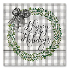 CIN2436PAL - Happy Holidays Wreath - 12x12