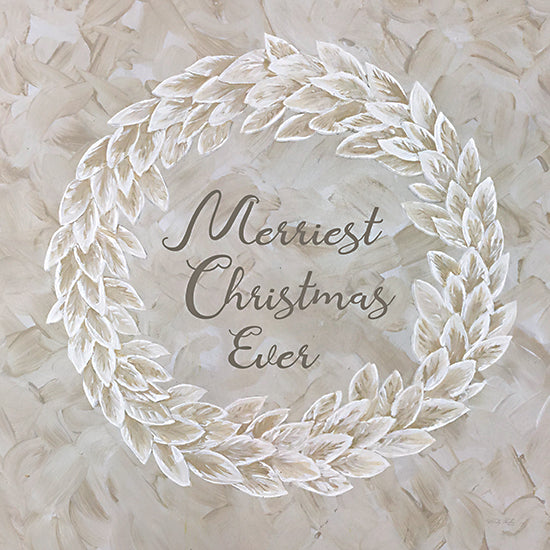 Cindy Jacobs CIN2446 - CIN2446 - White Whisper Christmas Wreath I - 12x12 Merriest Christmas Ever, Christmas, Holidays, Wreath, Neutral Palette, Signs from Penny Lane