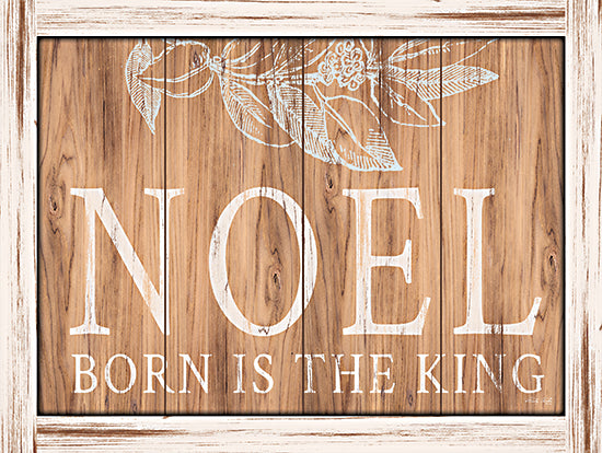 Cindy Jacobs CIN2460 - CIN2460 - Noel - 16x12 Noel, Born is the King, Wood Background, Framed, Leaves, Rustic, Christmas, Holidays, Signs from Penny Lane