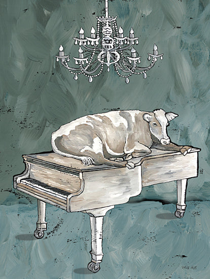 Cindy Jacobs CIN2483 - CIN2483 - Cowano - 12x16 Cow, Piano, Chandelier, Humorous, Neutral Palette from Penny Lane