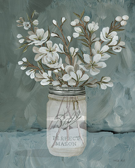 Cindy Jacobs CIN2513 - CIN2513 - Spring Blooms I - 12x16 Flowers, White Flowers, Mason Jar, Country, Ball Jar, Blue & White, Springtime from Penny Lane