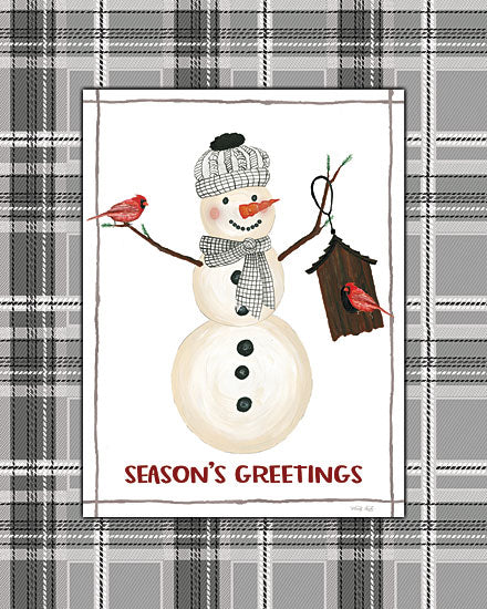 Cindy Jacobs CIN2585 - CIN2585 - Season's Greetings Snowman - 12x16 Season's Greetings, Snowman, Plaid, Winter, Christmas, Holidays, Cardinals, Signs from Penny Lane