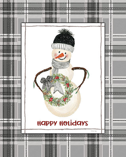 Cindy Jacobs CIN2586 - CIN2586 - Happy Holiday's Snowman - 12x16 Happy Holidays, Snowman, Plaid, Winter, Christmas, Holidays, Wreath, Signs from Penny Lane