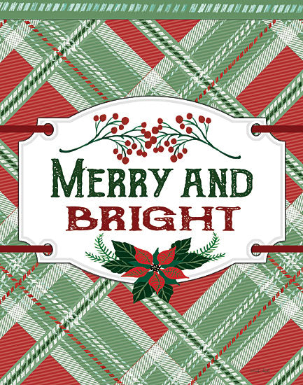 Cindy Jacobs CIN2604 - CIN2604 - Merry and Bright  - 12x16 Merry and Bright, Christmas, Holidays, Christmas, Plaid, Banner, Berries, Poinsettias, Signs from Penny Lane