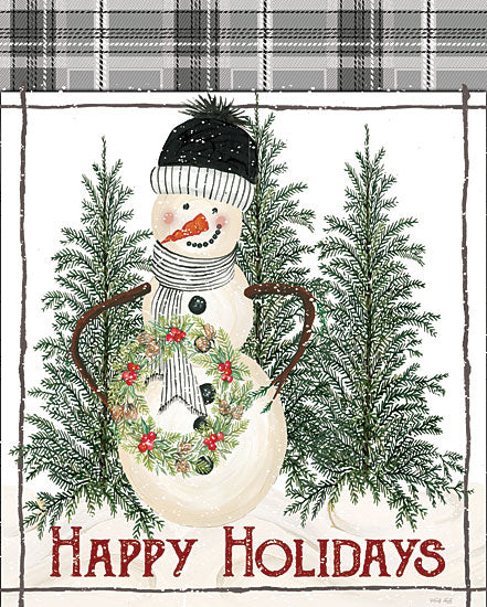 Cindy Jacobs CIN2611 - CIN2611 - Happy Holiday's Snowman - 12x16 Happy Holidays, Snowman, Winter, Christmas, Holidays, Plaid, Signs from Penny Lane