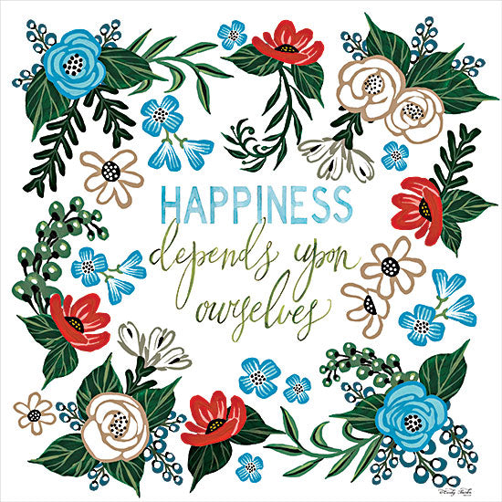 Cindy Jacobs CIN2620 - CIN2620 - Happiness Depends Upon Ourselves - 12x12 Happiness, Flowers, Greenery, Signs, Motivational from Penny Lane