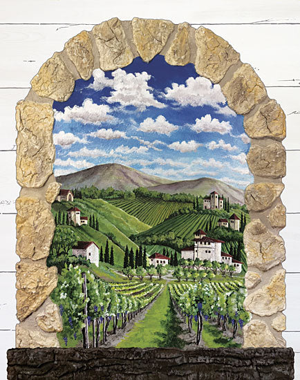 Cindy Jacobs CIN2650 - CIN2650 - Vineyard Landscape - 12x16 Vineyard Landscape, Vineyard, Tuscany, Village, Landscape, Rock Window from Penny Lane