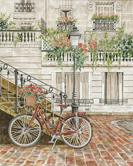 Cindy Jacobs CIN2651 - CIN2651 - Cobblestone Charm  - 12x16 Cobblestones, Street, Bicycle, Bike, Flowers, Window Boxes, Street Light, Stairway, Town from Penny Lane