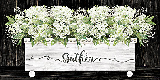 Cindy Jacobs CIN2684 - CIN2684 - Gather Wood Box - 20x10 Gather Wood Box, Gather, Flowers, Hydrangeas, Shabby Chic, Calligraphy, Chalkboard from Penny Lane