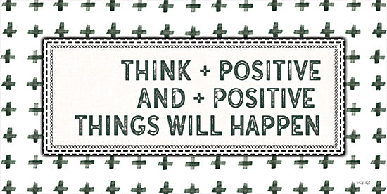 Cindy Jacobs CIN2705 - CIN2705 - Think + Positive - 18x9 Think, Positive, Patterns, Signs, Black & White, Motivational from Penny Lane