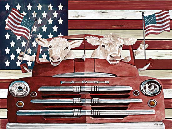 Cindy Jacobs CIN2720 - CIN2720 - Patriotic Cows - 16x12 Patriotic Cows, Cows, Humorous, American Flag, Car from Penny Lane