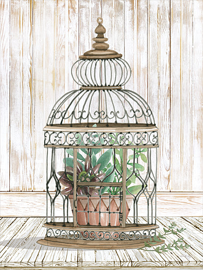 Cindy Jacobs CIN2772 - CIN2772 - Caged Beauty I - 12x16 Birdcage, Succulents, Still Life, Vintage, Antique, Plant from Penny Lane