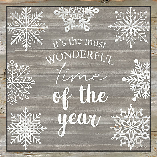 Cindy Jacobs CIN2785 - CIN2785 - Wonderful Time of the Year Snowflakes - 12x12 Wonderful Time of the Year,  Snowflakes, Wood Background, Winter, Holiday, Christmas, Signs from Penny Lane