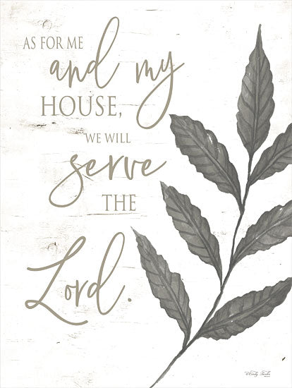 Cindy Jacobs CIN2846 - CIN2846 - As for Me and My House - 12x16 As For Me and My House, Serve the Lord, Leaves, Calligraphy, Neutral Palette, Religious, Bible Verse, Joshua, Signs from Penny Lane