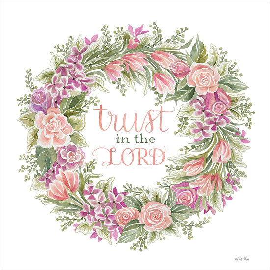 Cindy Jacobs CIN2872 - CIN2872 - Trust in the Lord Floral Wreath - 12x12 Trust in the Lord, Wreath, Flowers, Pink and Purple Flowers, Religion, Signs from Penny Lane