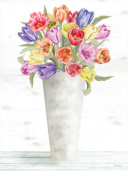 Cindy Jacobs CIN2879 - CIN2879 - Colorful Tulip Bouquet - 12x16 Tulip Bouquet, Rainbow Colors, Tulips, Flowers, Spring Flowers, Spring, Bouquet, Vase, Botanical from Penny Lane