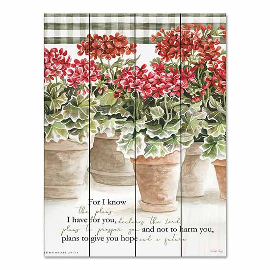 Cindy Jacobs CIN2892PAL - CIN2892PAL - For I Know - 12x16 For I Know the Plans, Bible Verse, Jeremiah, Religious, Geraniums, Potted Geraniums, Flowers, Spring, Still Life, Typography, Signs from Penny Lane