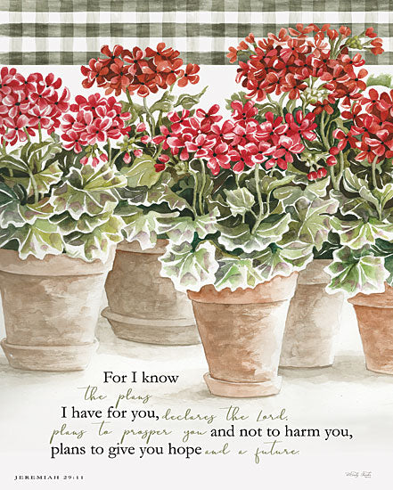 Cindy Jacobs CIN2892 - CIN2892 - For I Know - 12x16 For I Know the Plans, Bible Verse, Jeremiah, Religious, Geraniums, Potted Geraniums, Flowers, Spring, Still Life, Typography, Signs from Penny Lane
