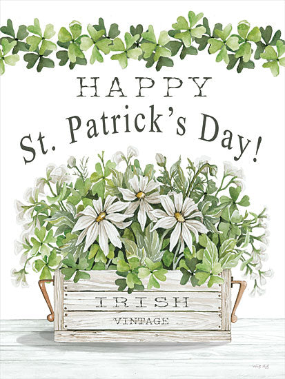 Cindy Jacobs CIN2902 - CIN2902 - Happy St. Patrick's Day Flowers - 12x16 Happy St. Patrick's Day, Flowers, White Flowers, Clover, Irish, Four Leaf Clovers, Crate from Penny Lane