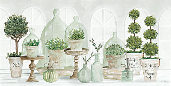 Cindy Jacobs CIN2943 - CIN2943 - Nice and Neutral Plant Collection - 18x9 Still Life, Topiaries, Greenery, Succulents, Cactus, House Plants, Plant Collection, Glass Bottles, Clay Pots, Cloche, Neutral Palette, from Penny Lane