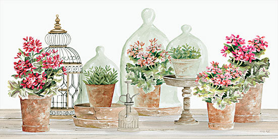 Cindy Jacobs CIN2945 - CIN2945 - Terracotta Collection II - 18x9 Flowers, Pink Flowers, Terracotta Pots, Still Life, Spring Flowers, Greenery, Cloche, Terrarium from Penny Lane