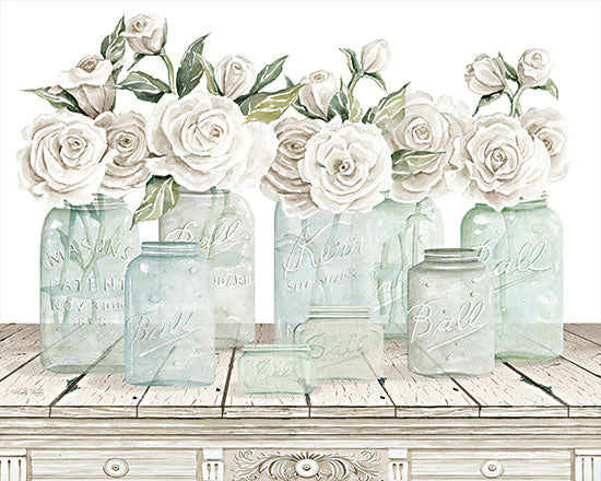 Cindy Jacobs CIN2964 - CIN2964 - Neutral Floral Parade - 16x12 Flowers, White Flowers, Neutral Palette, Jars, Still Life, Country, Ball Jars, Shabby Chic from Penny Lane