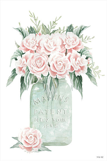 Cindy Jacobs CIN2968 - CIN2968 - Jar of Roses - 12x18 Flowers, Pink Flowers, Roses, Mason Jar, Jar, Country, Shabby Chic, Country French from Penny Lane