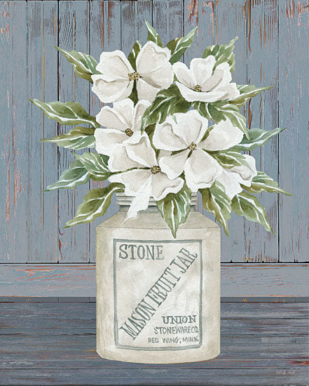 Cindy Jacobs CIN2970 - CIN2970 - Floral Mason Fruit Jar - 12x16 Flowers, White Flowers, Mason Fruit Jar, Country French, Shabby Chic, Blue & White from Penny Lane