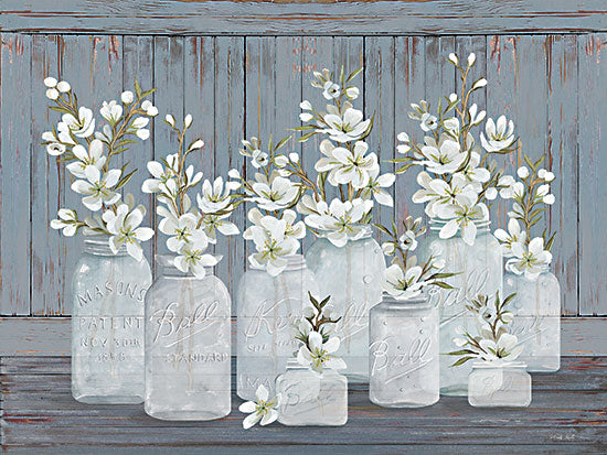 Cindy Jacobs CIN2971 - CIN2971 - Floral Blooms - 16x12 Flowers, White Flowers, Still Life, Mason Jars, Glass Jars, Ball Jars from Penny Lane