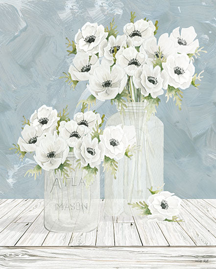 Cindy Jacobs CIN2972 - CIN2972 - Poppin' Florals - 12x16 Flowers, White Flowers, Still Life, Blue & White, Shabby Chic, Country French, Neutral Palette from Penny Lane