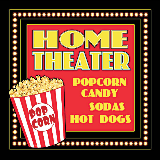 Cindy Jacobs CIN2993 - CIN2993 - Home Movie Theater - 12x12 Home Movie Theater, Popcorn, Movie Food, Lights, Home Theater, Movie, Leisure, Family Fun, Typography, Signs from Penny Lane
